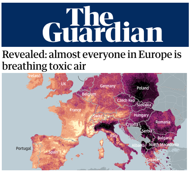 Revealed: almost everyone in Europe is breathing toxic air